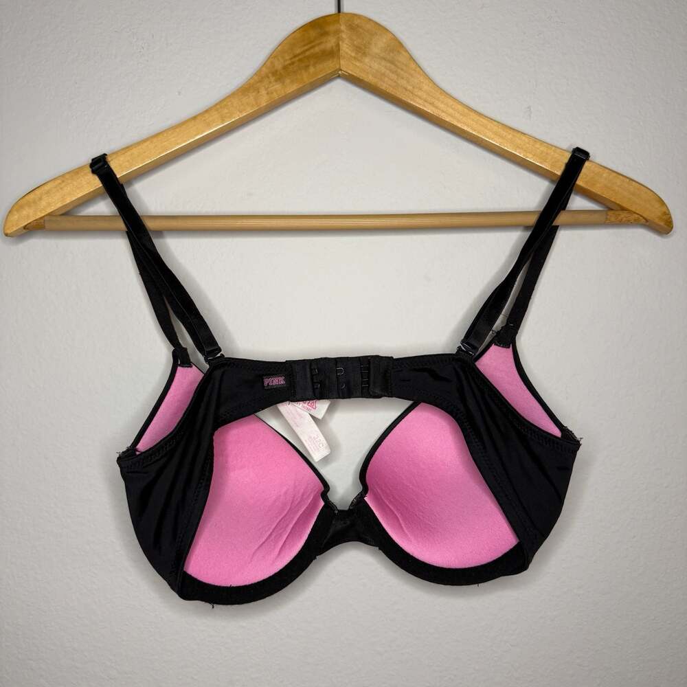 Victoria's Secret PINK Wear Everywhere Push-Up Bra Black with Pink Lining 32C